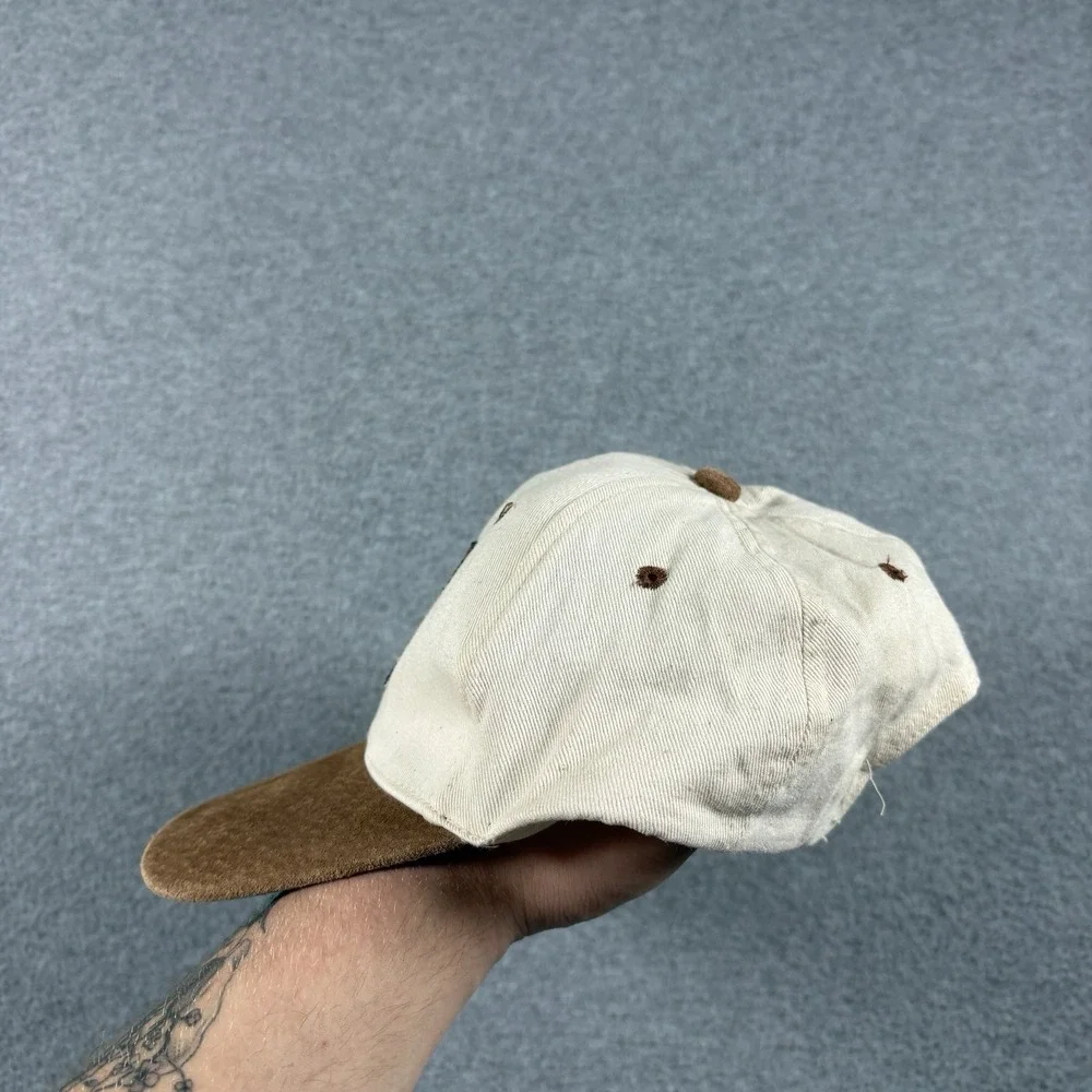Vintage Will Drink Beer 4 Food Hat Cap Leather Strapback Two Tone Suede Bill KC